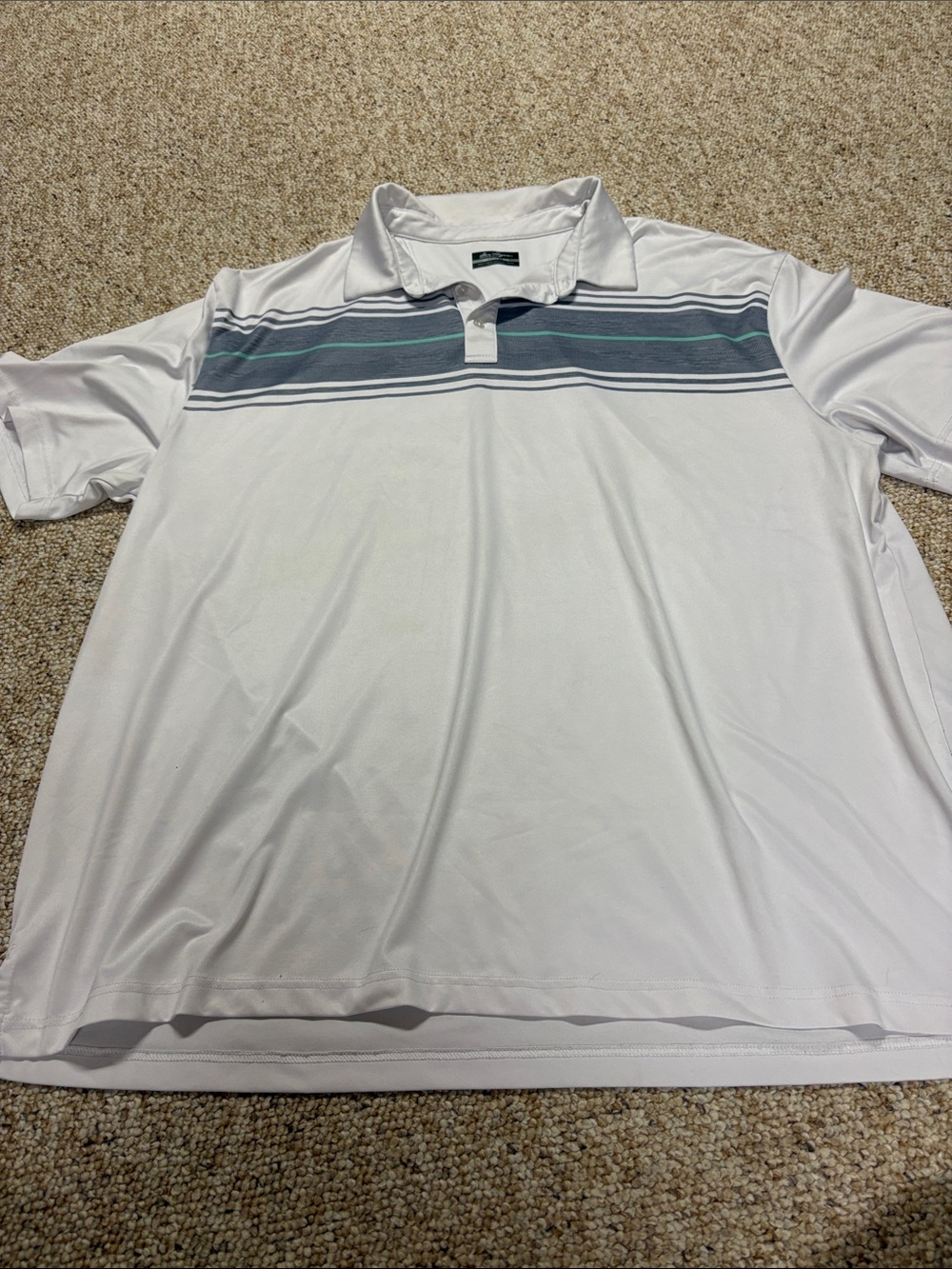 3XL Hogan White Polo with Gray and Teal Stripe